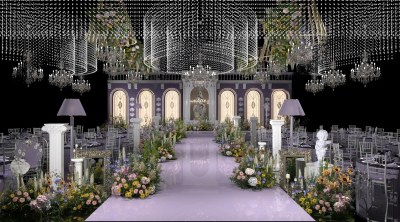 简欧婚礼宴会厅3D模型下载